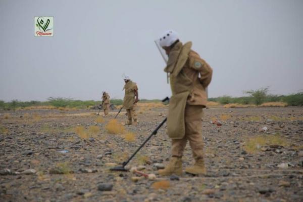 مسام: نزع 3369 لغماً حوثياً وذخائر غير منفجرة منذ بداية يونيو الجاري