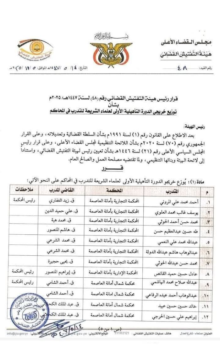 مذبحة القضاء.. قرارات حوثية تعين قضاة خريجي دورة سلالية