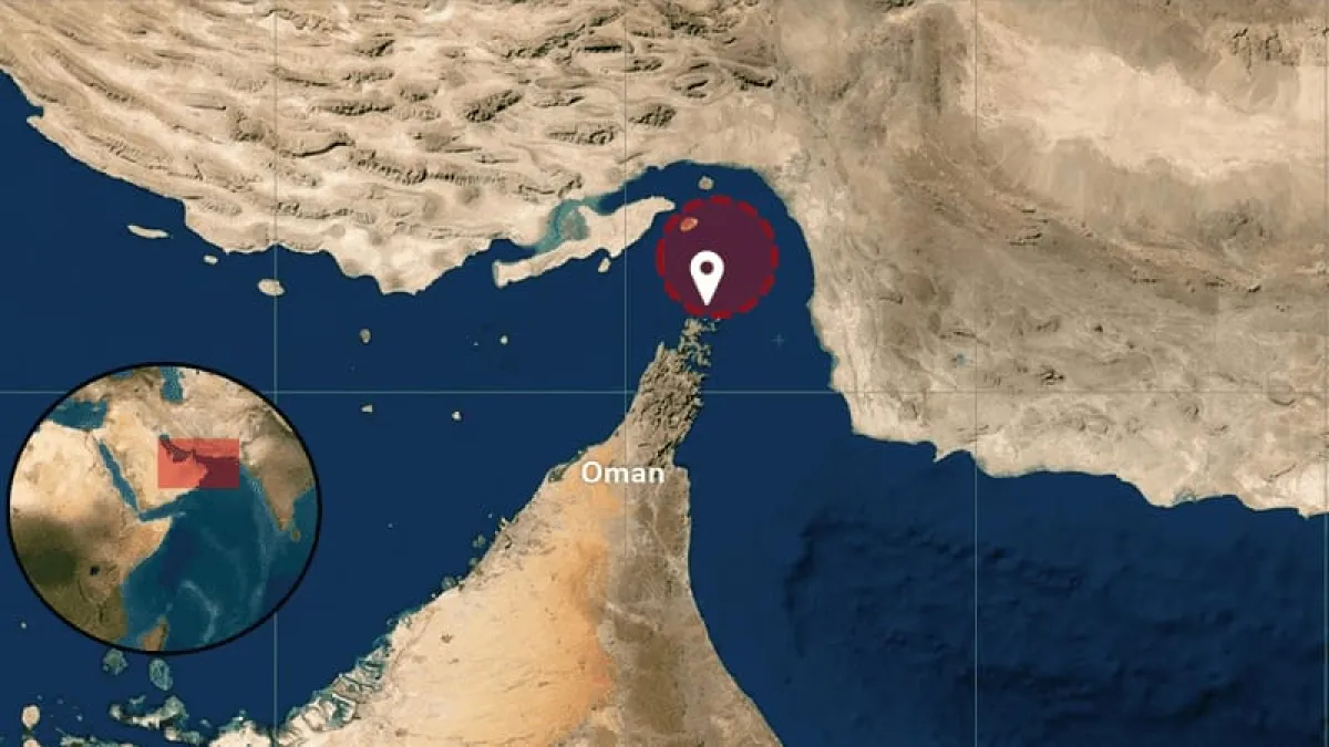 إصابة سفينة شحن بمقذوف غامض واشتعال النيران فيها بمضيق هرمز