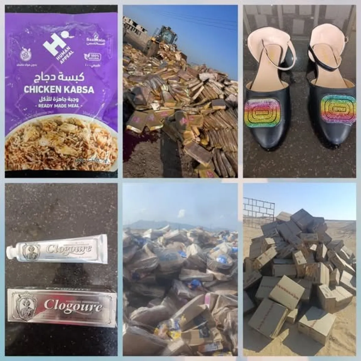 إتلاف أطنان من الدجاج الفاسد ومنتجات مخالفة في عدن والوديعة وشحن